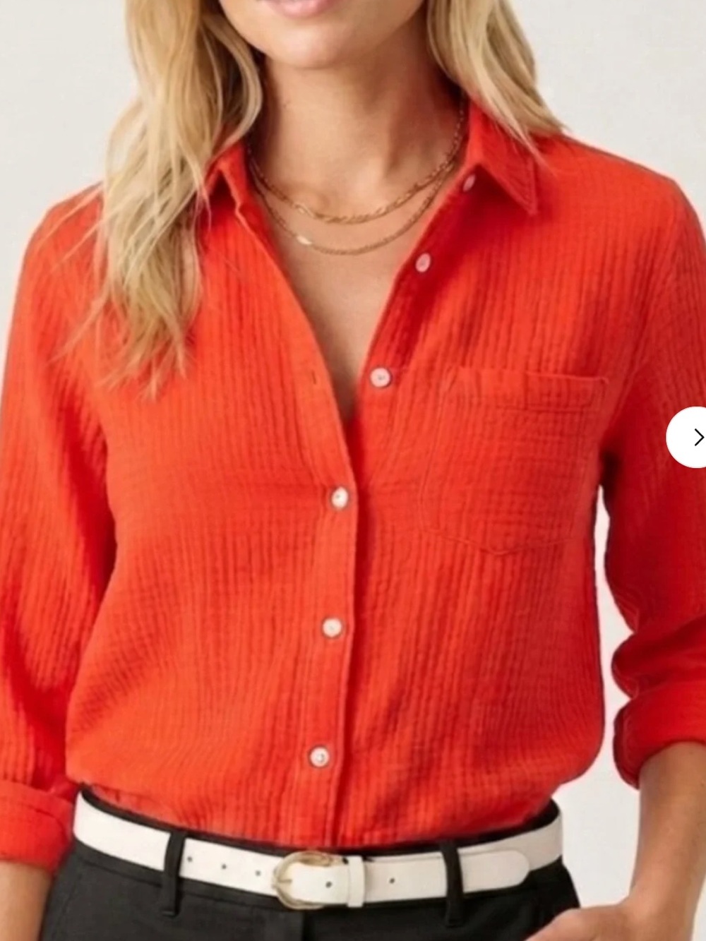 J.Crew Classic Double Gauze cotton button-down shirt in bright orange